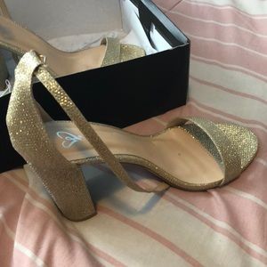 Gold prom shoes